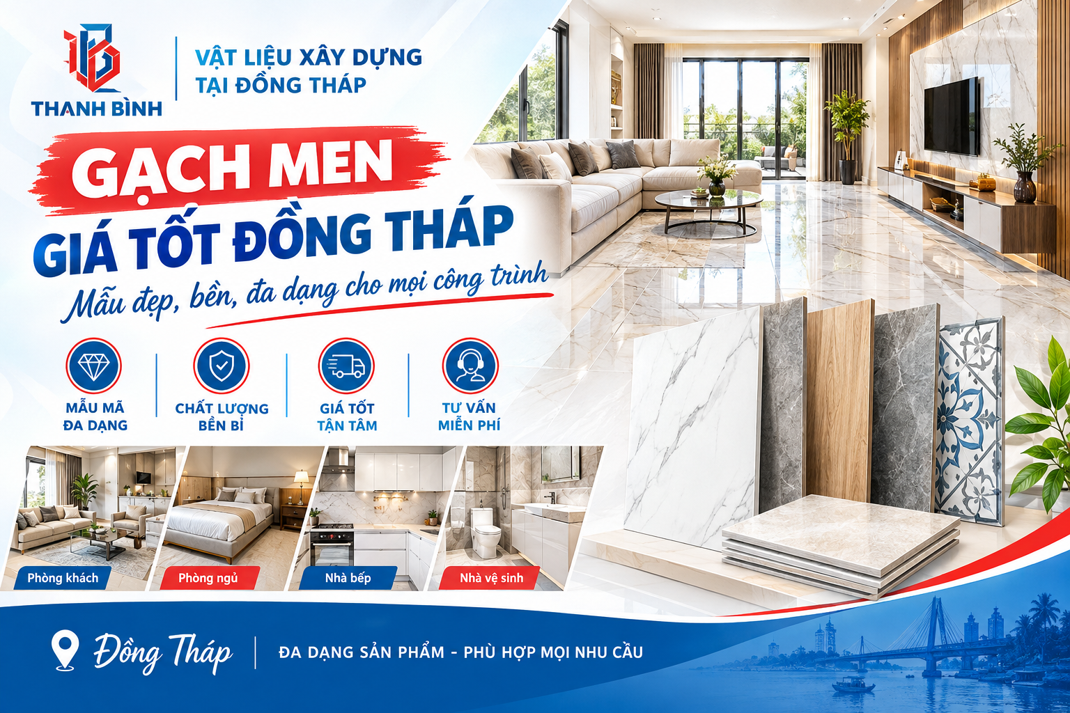 Gạch men giá tốt Đồng Tháp mẫu đẹp cho nhà ở và công trình